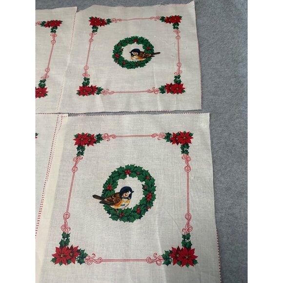 Vintage Cranston Print Works Christmas Bird Quilt Squares Set 7 8.5" Cotton Fabr - Picture 3 of 9